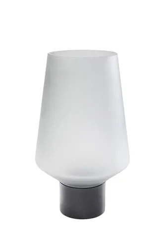 Kare Design Vase Noble Ring, Grau, Deko Vase, Stahl Verzierung, Glas, handgearbeitet, 26cm (H)