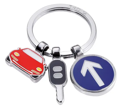 Schlüsselanhänger, 3 Anhängern, Auto, Autoschlüssel, Verkehrsschild von TROIKA