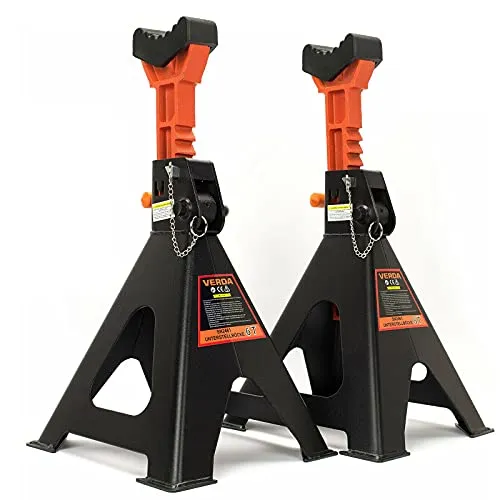 Verda Unterstellböcke 6T 385-600mm, mit Sicherung & Gummiauflage Wagenheber Ständer Modellwahl Wagenbock Werkstattstände Profi Reifenwechsel Abstellbock Auto Heber Stützböcke