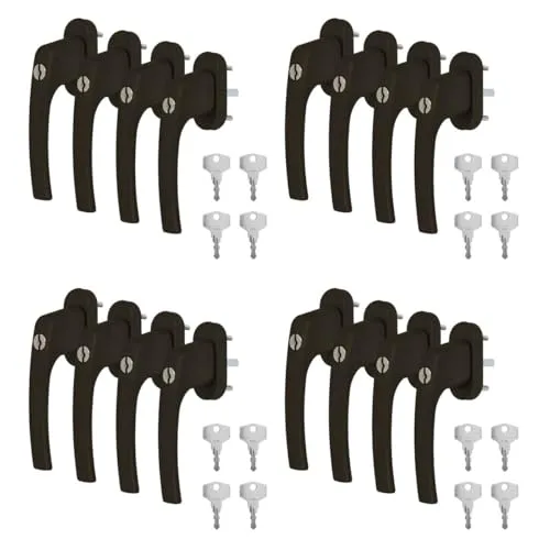 Alu Fenstergriff in Braun RAL 8019 abschließbar - Stiftlänge 30mm 16 x