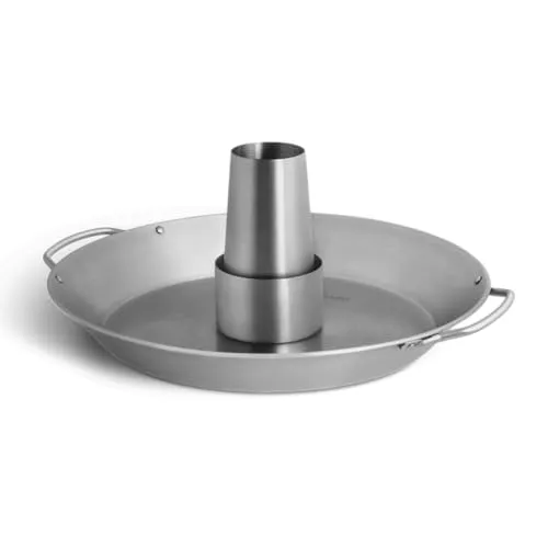BURNHARD Hähnchenbräter mit Gemüsepfanne, Edelstahl, 30,5 cm - Pfannen für perfekte Grillgerichte, aus hochwertigem Edelstahl und spülmaschinengeeignet, ideal für saftige Hähnchen und leckeres Gemüse.