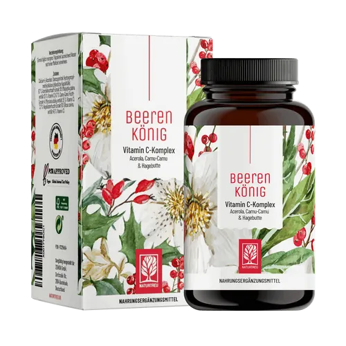 Vitamin C Komplex hochdosiert Acerola Hagebutte Camu Camu Beerenkönig NATURTREU®