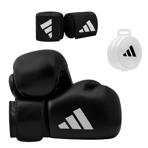 Adidas Boxing Set - Boxhandschuhe 12oz, inklusive Bandagen und Mundschutz für optimale Sicherheit und Komfort beim Training