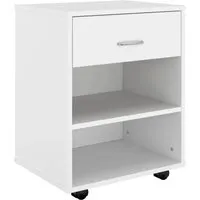 vidaXL Aktenschrank Rollschrank Weiß 46x36x59 cm - Aktenschrank mit Rollen aus hochwertigem Holzwerkstoff, modern und mobil, ideal für Büro und Home Office, mit 2 feststellbaren Rollen für zusätzliche Stabilität.