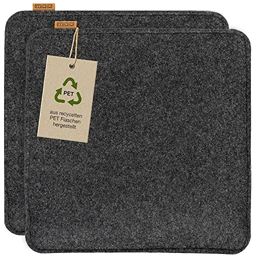 Miqio Sitzkissen 2er Set - Nachhaltige Sitzauflage mit Antirutschnoppen - Stuhlkissen aus recycelten PET-Flaschen, formstabil und robust. Ideal für Design-Liebhaber, mit echtem Leder-Label und OEKO-TEX® Zertifizierung.