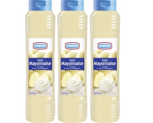 HAMKER Saucen, Hamker Salat Mayonnaise cremig fein würzig mit Rapsöl 875 ml 3er Pack