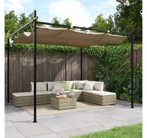 Pergola mit Schiebedach Taupe 295x292x230 cm - Elegante Pergola in Taupe, ideal für den Garten. Mit Schiebedach für flexiblen Sonnenschutz und optimalen Komfort im Freien.
