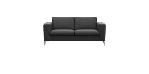 FLEXLUX 2-Sitzer Fiore Designsofa, bequem und komfortabel durch hochwertigen Sitzaufbau, breite Armlehnen, Kaltschaum, Füße Alu+ Eiche