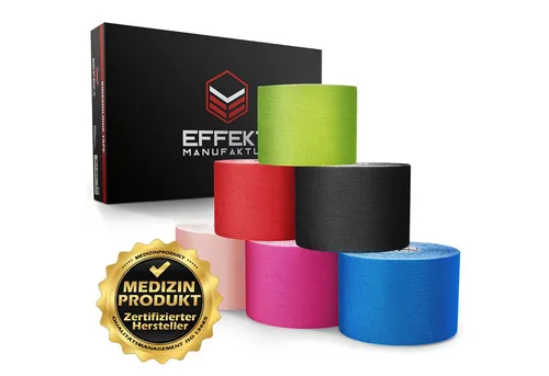 Effekt Manufaktur Kinesiologie-Tape - 6 Rollen – 500 x 5 cm – Kinesiotape in mehreren Farben (6-St) 50-60 % Dehnbarkeit