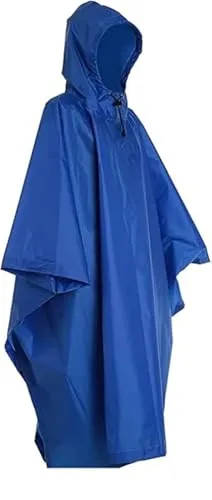 Wiederverwendbarer Regenponcho Blau mit Kapuze