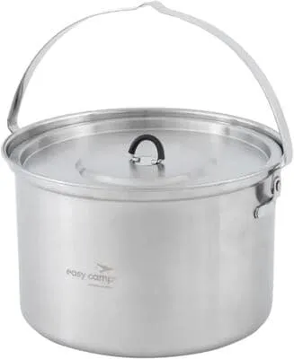 Easy Camp Campfire Pot 4L - Grauer Campingtopf - Camping Zubehör - 4 l Topf für Lagerfeuer, ideal für Outdoor-Kochen; langlebig und leicht für einfache Handhabung beim Camping.