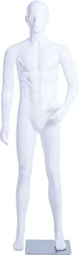 LM3-B Neu Hochwertig Männlich Mann Maskulin schöne abstrakte Weiß lackierte Schaufensterpuppe in Glanz Nase und Mund geformt (Mann, LM3-B)