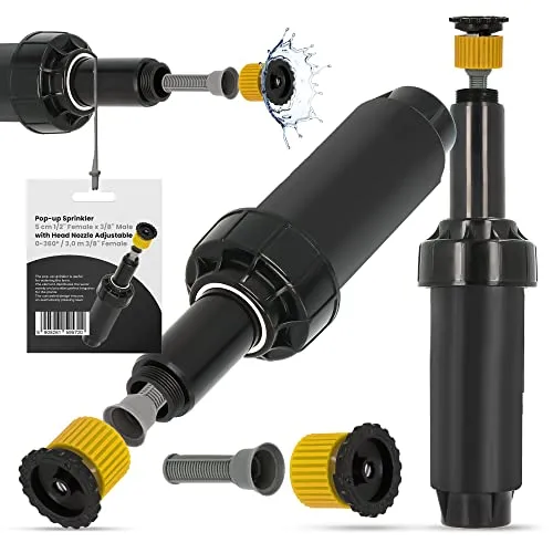 Versenkregner Rasensprenger 5cm Verstellbare Sprinklerdüse 360° 3m Universelle Professionelle Bewässerung für Rasenflächen Garten Pflanzbeete Sprinkleranlage Automatischer Sprinklersatz