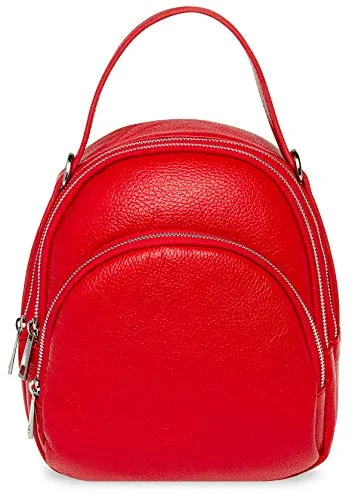 Caspar eleganter Damen Leder Rucksack Rucksacktasche City Backpack - PREMIUM LINE - Modell No.793 - Made in Italy, Farbe:rot, Größe:One Size