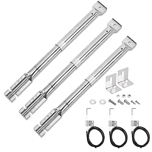 GFTIME Universal Brenner 31-42cm für Gasgrills - Grillersatzteile, verstellbar von 31 bis 42 cm, aus hochwertigem Edelstahl für langlebige Nutzung und einfache Reinigung. Inklusive Zündstifte für schnelle und zuverlässige Zündung.