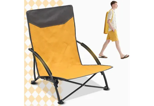 Sekey Klappstuhl Strandliegestuhl Klappbar leicht niedriger Strandstuhl Campingstuhl, mit Niedrigen Stuhlbeinen und bequeme Rückenlehne, bis 200 kg