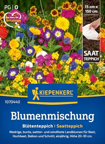 Kiepenkerl Blumensamen-Mischung Blütenteppich 1070440 - Wetterbeständige & Insektenfreundliche Blumenmischung - circa 20-30cm hoch - Wildblumensamen, Blumenwiese