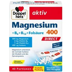 Doppelherz aktiv Magnesium 400 + B6 + B12 + Folsäure Direkt 40 St