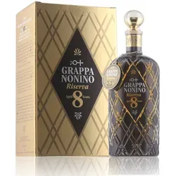 NONINO DISTILLATORI Grappa Riserva 8 Jahre - Edler Tresterbrand in Geschenkverpackung - Tresterbrand Nonino Riserva 8 Jahre, 43% vol. - Vollmundiger Genuss mit Aromen von Aprikose, Gewürzen und Schokolade, ideal als Abschluss eines Essens oder zum Genuss mit Freunden.