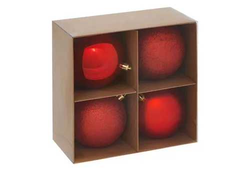 Atmosphera Créateur d'intérieur Weihnachtsbaumkugel Set - Set von 4 eleganten Weihnachtsbaumkugeln (10 cm) aus recyceltem Material – bruchsicher, in verschiedenen Ausführungen für eine festliche und umweltfreundliche Dekoration.