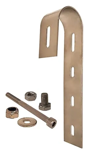 TRANGO 1er Pack ST-0200R Solarmodul Edelstahl Balkonhaken für runde Balkongelände, Balkonkraftwerk Halterung, Universal Solarmodul Haken, Solarpanel Aufhänger, Rund Rohr bis 50mm Ø Balkon Befestigung