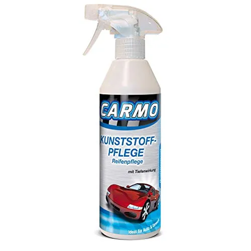 CARMO Kunststoffpflege | Mit Tiefenwirkung | Tiefenpflege | Zur Farbauffrischung | Schutz vor Alterung und UV-Strahlung | Für Cockpit, Armaturenbrett, Motorraum, Stoßstange | 500ml