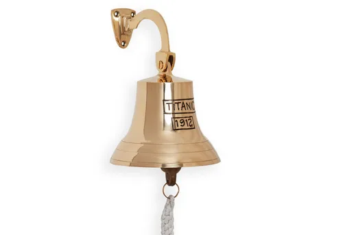 Moritz Titanic Schiffsglocke 1912 - Nostalgische Messing Glocke - Weihnachtsbaumglocken mit antiker Optik und nostalgischem Titanic Schriftzug, ideal als Geschenk für Nautic-Fans. Durchmesser 14 cm, ein stilvoller Blickfang für festliche Anlässe.