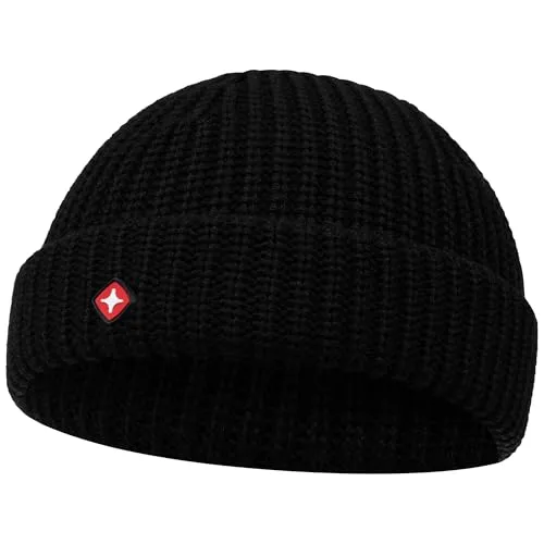 Höhenhorn Fisherman Mütze Unisex Schwarz - Stilvolle Fisherman Mütze aus 100% Merinowolle, atmungsaktiv und temperaturregulierend. Ideal für jede Jahreszeit und vielseitig kombinierbar.