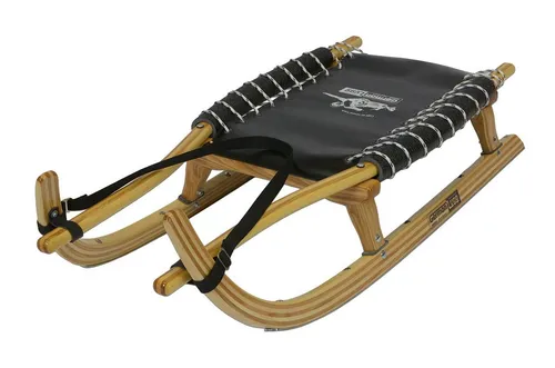 German Luge Rodel GL-Rodel-115 cm Doppel - Hochwertiger Freizeitrodel aus Naturholz, handgefertigt vom Rodelweltcupsieger. Mit rostfreien Laufschienen und 20° Kufenschräge ideal für sichere Abfahrten. Perfekt für einen Erwachsenen plus Kleinkind.