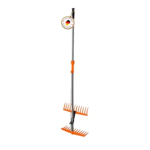 PROFI-PARTNER Greif-Rechen mit langem Stiel, Laubrechen mit Greiffunktion, Fächerbesen, Gartengerät zum Laub entfernen, 158 cm