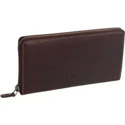 Schicke Langbörse aus Leder für Damen, braun - Elegante Geldbörse mit Außenreißverschlussfach, 12 Kreditkartenfächern und 4 Scheinfächern. Ideal für die stilvolle Aufbewahrung von Geld und Karten. Maße: 10,5x19,5x2 cm.