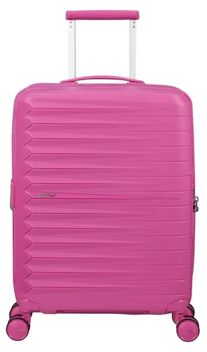 American Tourister Fastforward Spinner 55/20 TSA EXP Trolley Electric Fuchsia Purpur - Kompakter Handgepäck-Trolley mit erweiterbarem Volumen von 36 auf 44 Liter. Integriertes TSA-Zahlenschloss und robuste Hartschale für optimalen Schutz. Vier leise Rollen und verstellbarer Griff sorgen für komfortables Reisen.