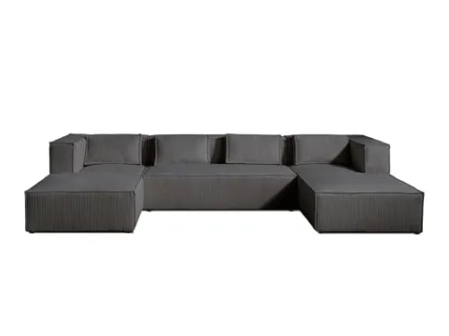 Lisa Design Stella Wohnlandschaft – 7-Sitzer aus weichem Cord