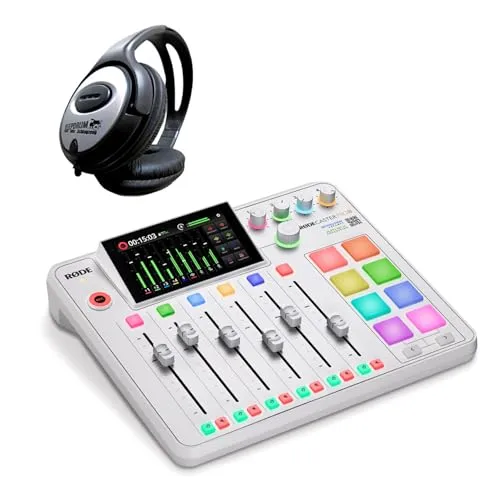 Rode Rodecaster Pro II Audio Production Studio mit keepdrum Kopfhörer - Vielseitiges Audio Production Studio für Podcaster, Streamer und Musiker. Inklusive hochwertiger keepdrum Kopfhörer für besten Klang. Ideal für kreative Projekte.