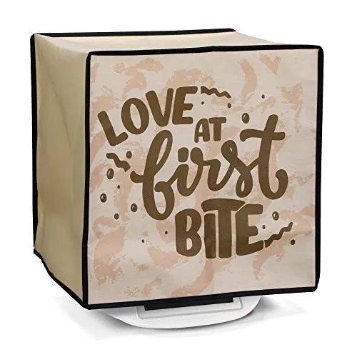 kwmobile Hülle kompatibel mit Thermomix TM5 / TM6 - Küchenmaschine Abdeckhaube - in Dunkelbraun Hellbraun Beige Liebe auf den ersten Biss