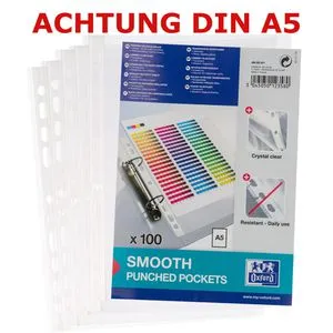 Oxford Prospekthüllen 400025671 Economy A5, glasklar, 0,06 mm, oben offen, 100 Stück