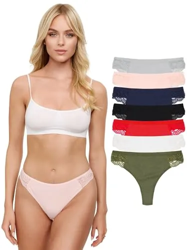 Tazzio Damen String 7er-Pack Tanga Unterhose Slip Unterwäsche Pantys Mehrpack F913 (Mix Farben, L)