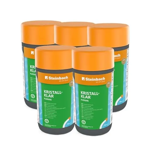 Steinbach Poolpflege Kristallklar | flüssig Algezid | 5 l - Algizide für Pool & Badewannen mit Sprudelfunktion, hochkonzentriertes Algenbekämpfungsmittel für langanhaltende Klarheit und Gesundheit Ihres Poolwassers.