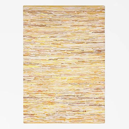 MY-RUG Handgewebter Flickenteppich aus Baumwolle | Fleckerlteppich in Handarbeit gewebt | Boho Teppich | bunter Kinderteppich, weich & strapazierfähig | Baumwollteppich | Gelb Gold, eckig 80 x 150 cm