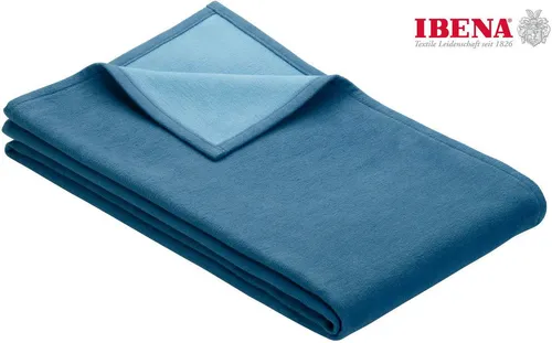 IBENA Wohndecke Cotton Pur in Blau/Hellblau in blau von IBENA