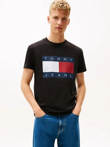 T-Shirt TOMMY JEANS, Herren, Gr. L, Schwarz - Herren-Shirt von Tommy Jeans im Regular Fit mit Logo-Druck. Aus 100% Baumwolle und im bequemen Single Jersey, ideal für lässige Outfits.