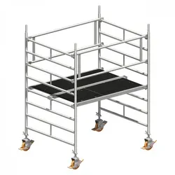 Layher Rollgerüst Uni Kompakt 3,20m AH - Gerüst für gewerbliche Nutzung, bietet doppelt breiten Arbeitsboden und hohe Standfestigkeit für sicheres Arbeiten in der Höhe.