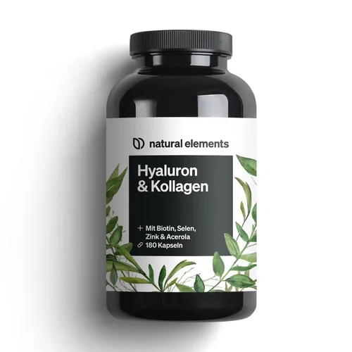 Hyaluronsäure Kollagen Komplex - 180 Kapseln - Nahrungsergänzungsmittel mit Biotin, Selen, Zink und Vitamin C aus Acerola für gesunde Haut und Gelenke - Laborgeprüft und rezeptfrei.
