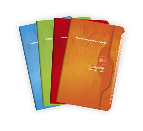 Clairefontaine 841C - Adressbuch / Vokabelheft Calligraphe geheftet, 11x17cm, 48 Blatt, kariert, 70g, farbig sortiert, 1 Stück