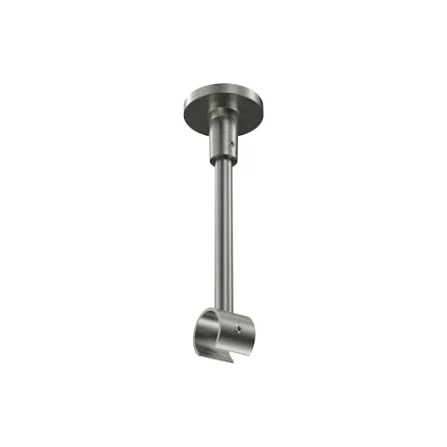 INTERDECO Gardinenstangen Deckenträger, aus Metall, Edelstahl-Optik, Halterung für Vorhangstangen 20 mm und Innenlaufstangen, Deckenabstand 13 cm, kürzbar, zur Deckenmontage, Typ 1120233