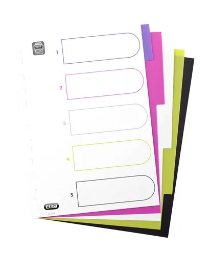 OXFORD Ordnerregister myColour DIN A4 Vollformat blanko lila, pink, weiß, grün,