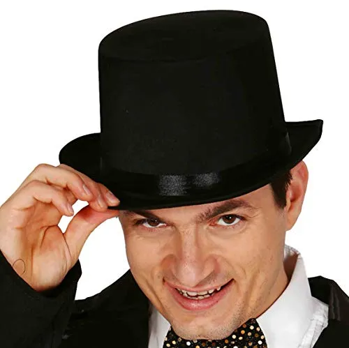 Guirca Fiestas GUI13353 - schwarzer Satin Tophut, Erwachsene