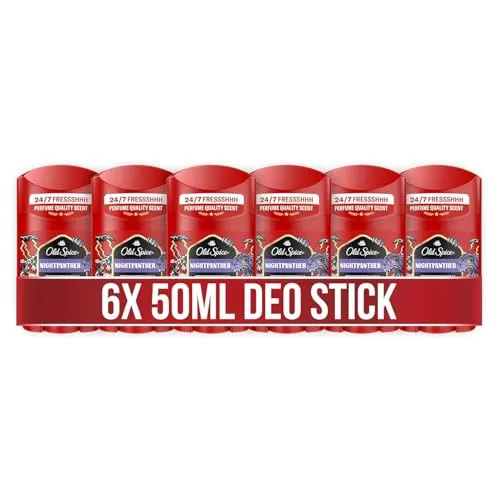 Old Spice Nightpanther Deostick für Männer, 6x50 ml, 24/7 Frischhh bei täglicher Anwendung, Duft in Parfumqualität, Schutz vor Gerüchen, 0 Prozent Aluminiumsalze