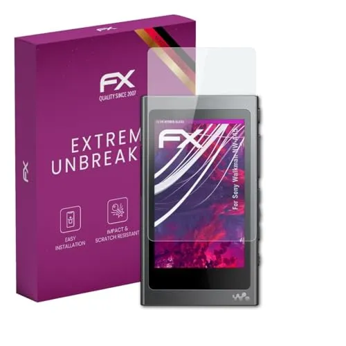 atFoliX Glasfolie kompatibel mit Sony Walkman NW-A45 Panzerfolie, 9H Hybrid-Glass FX Schutzpanzer Folie