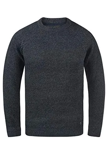 Blend BHCarrizal Herren Strickpullover Grobstrick Pullover mit Rundhals-Ausschnitt Regular fit, Größe:L, Farbe:Dress Blues (194024)